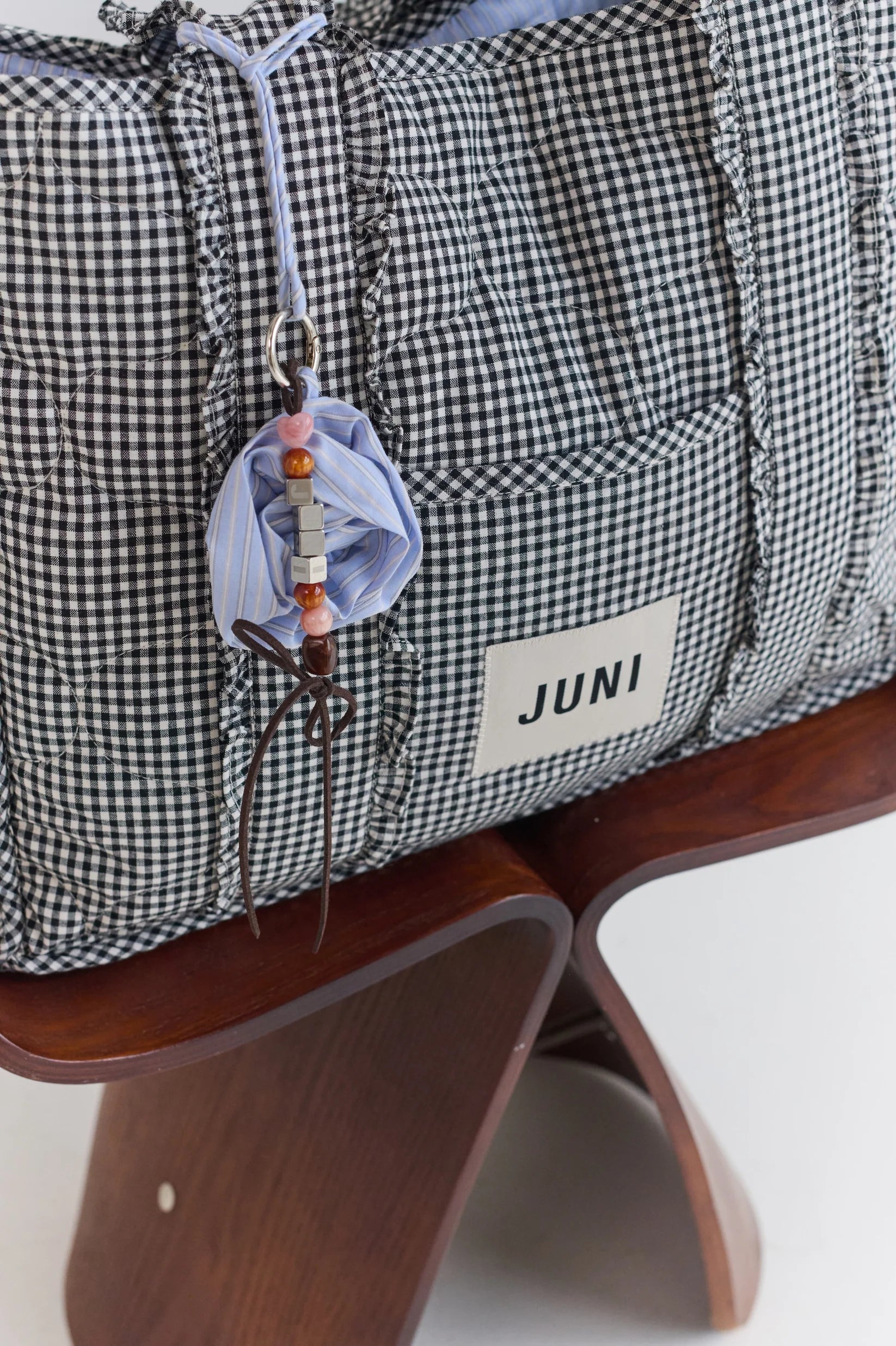 Rose Bag Charm Blue Stripe