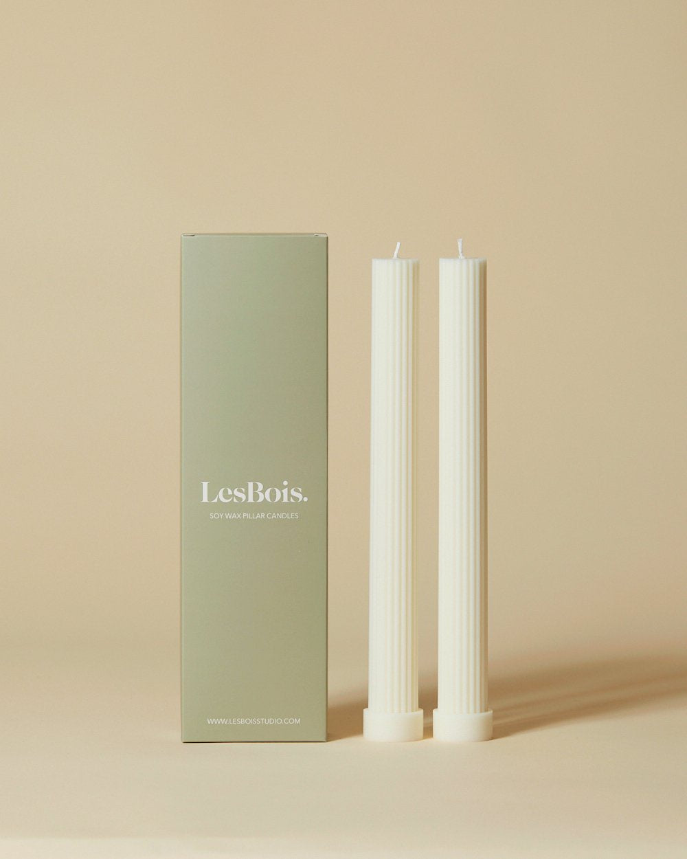 PIXI Pair - Tall Pillar Candles Nude