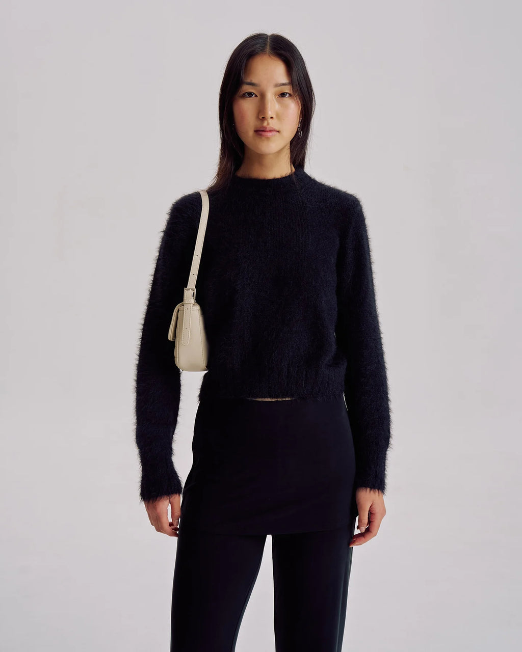 Lena Woven Baguette Bag Ecru