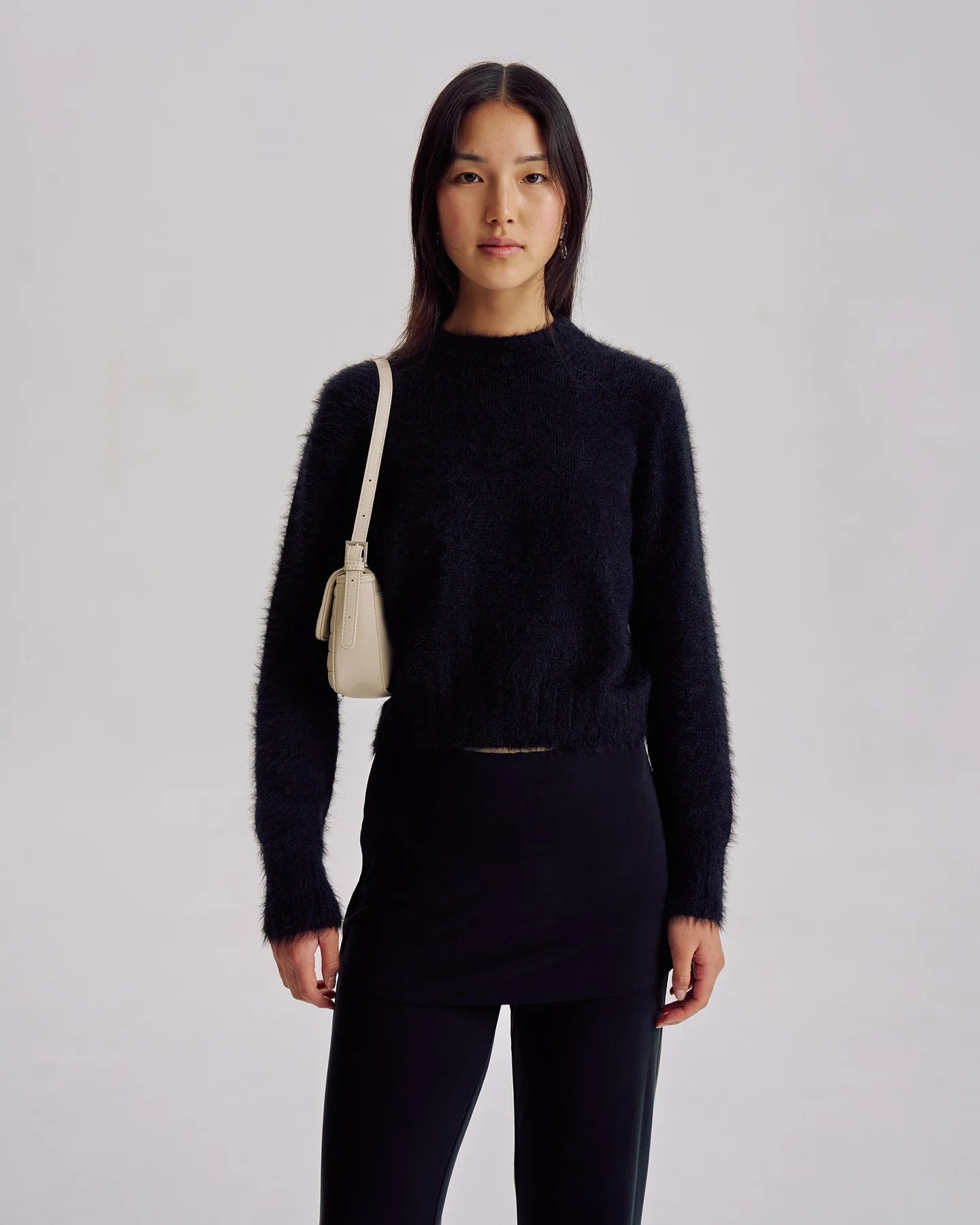 Lena Woven Baguette Bag Ecru