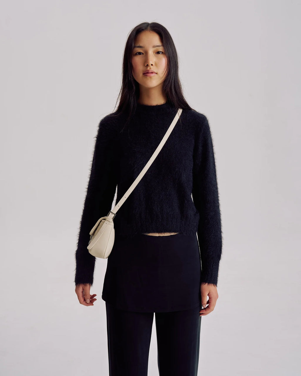 Lena Woven Baguette Bag Ecru