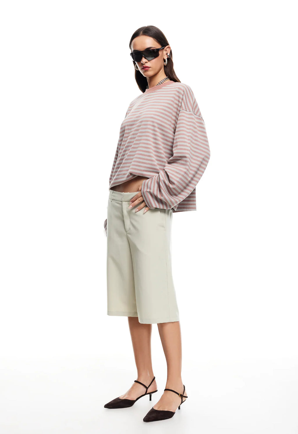 Bloom LS Tee Muted Pastel Stripe