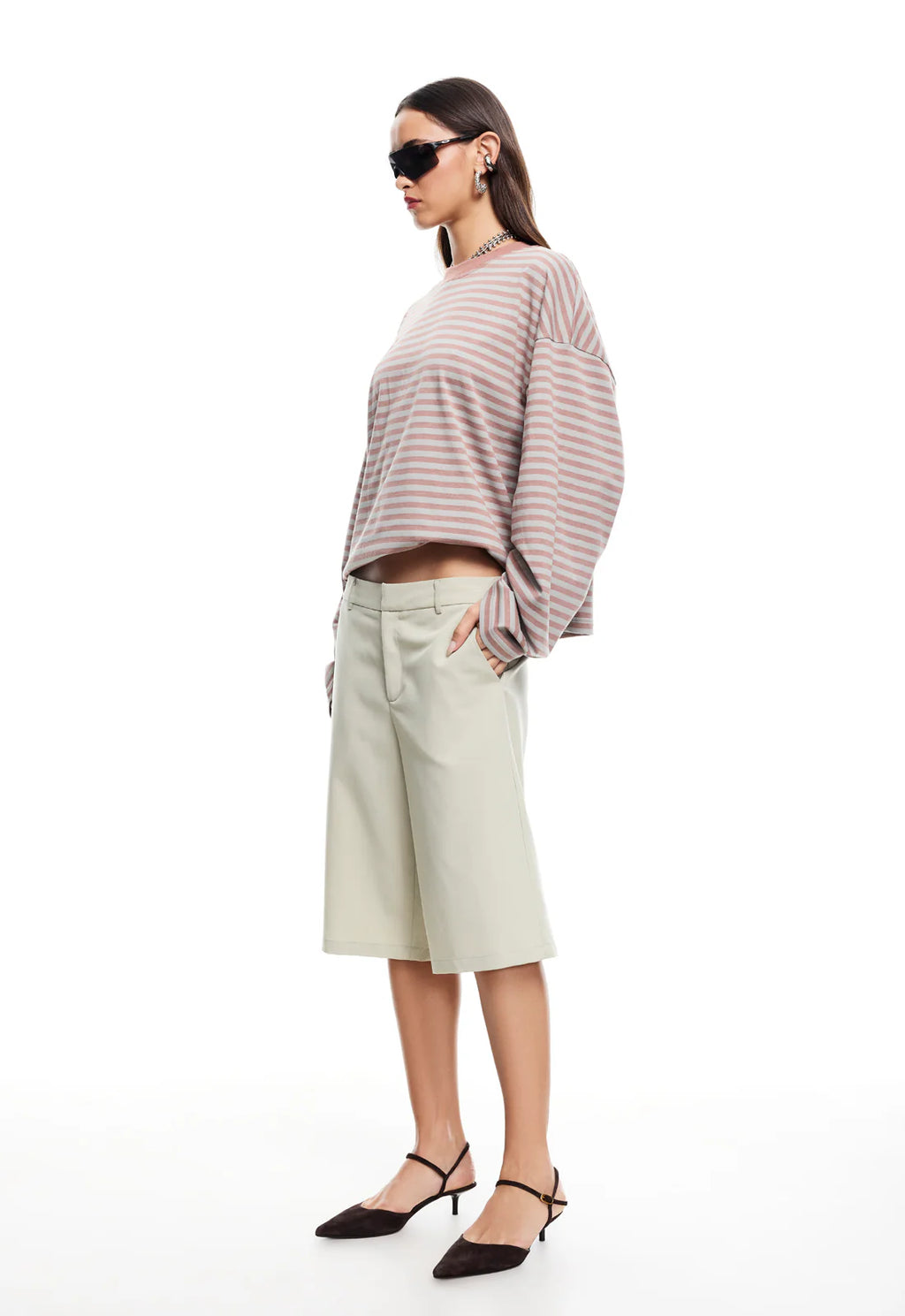 Bloom LS Tee Muted Pastel Stripe
