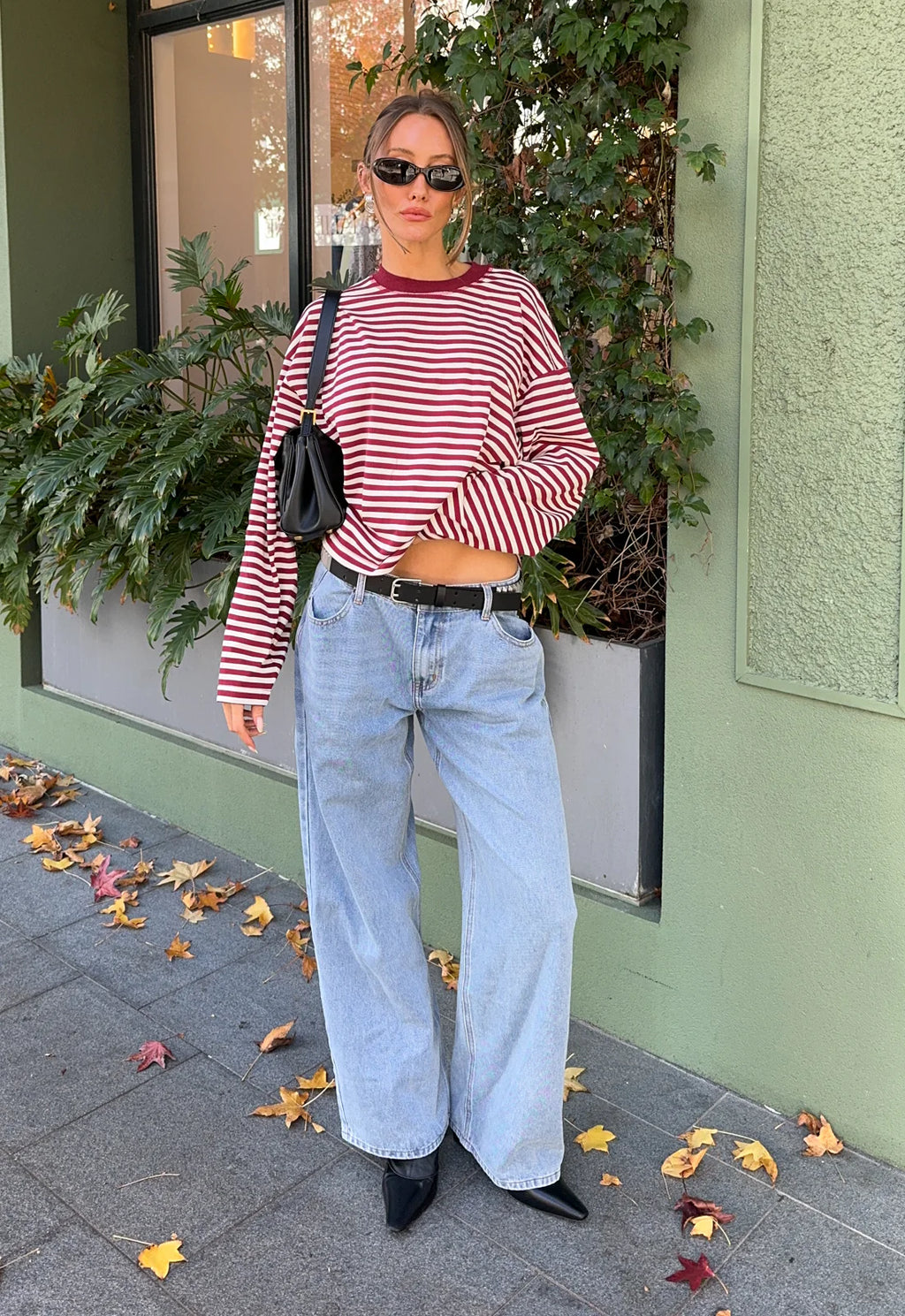 Bloom LS Tee Wine Stripe