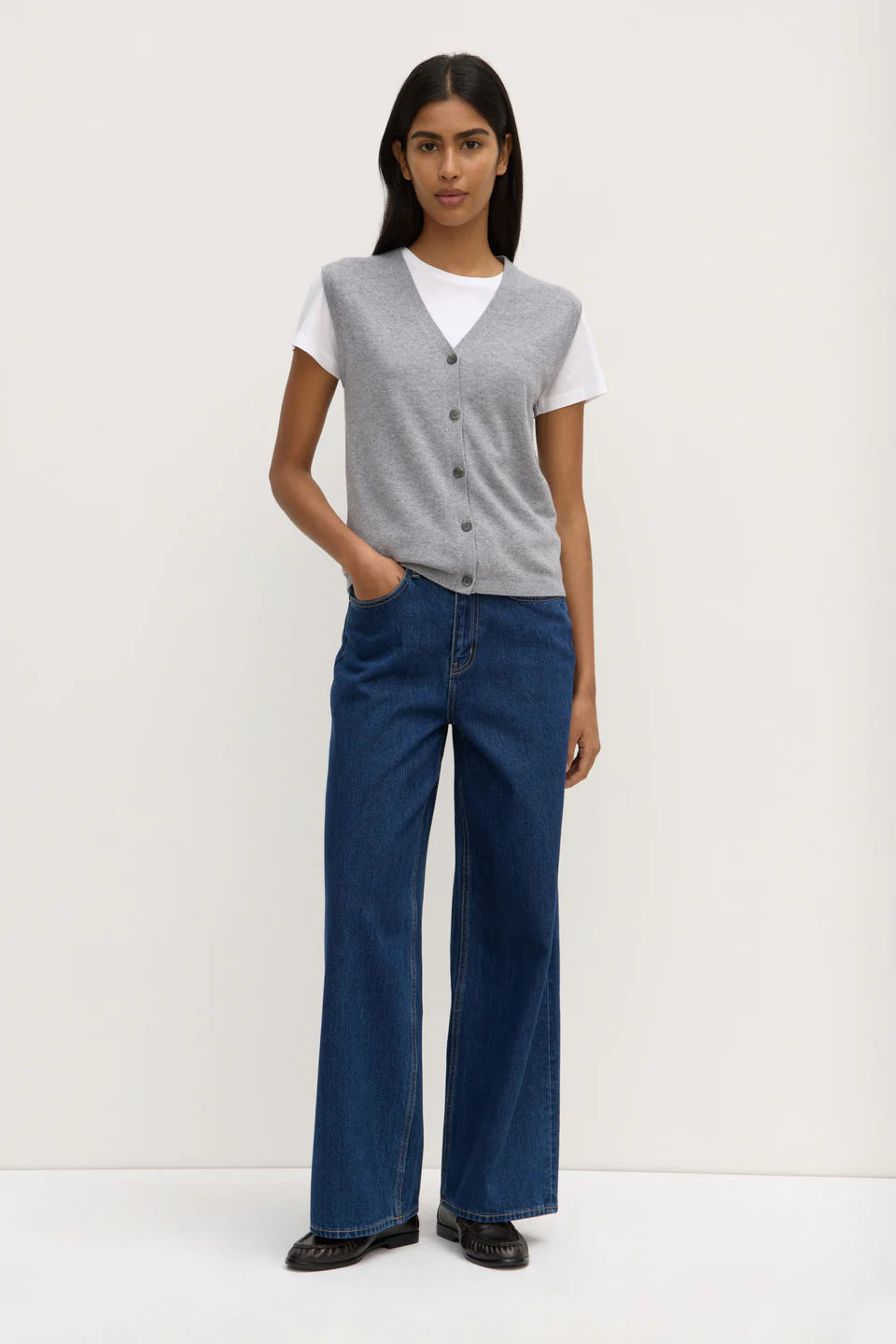 Lara Cashmere Knit Tank Grey