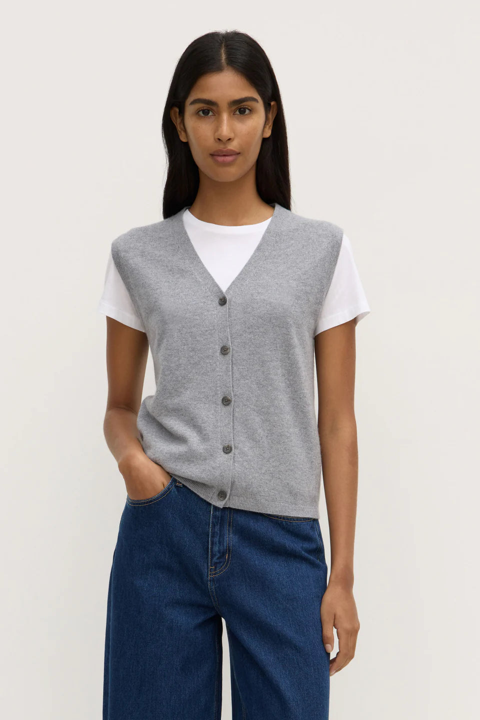 Lara Cashmere Knit Tank Grey