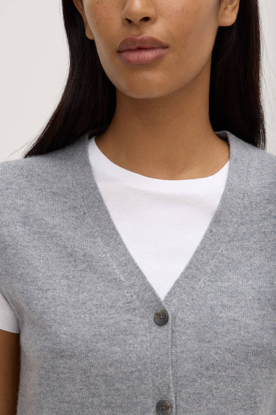 Lara Cashmere Knit Tank Grey