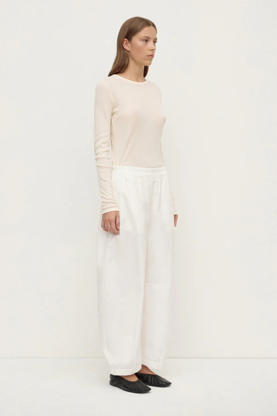 Lola Barrel Pant White