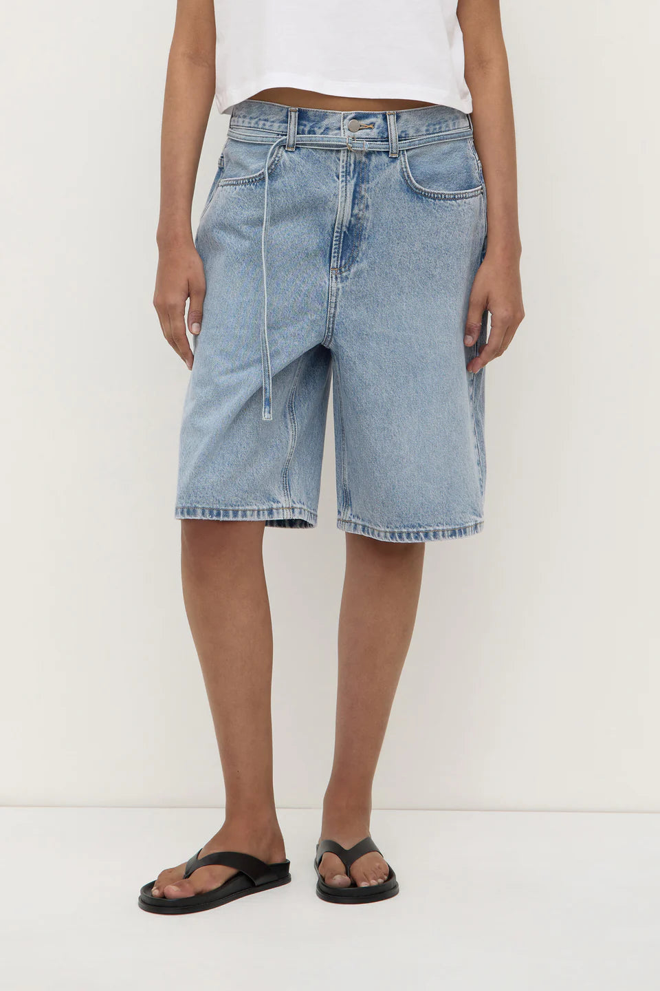 Loose Fit Long Denim Short