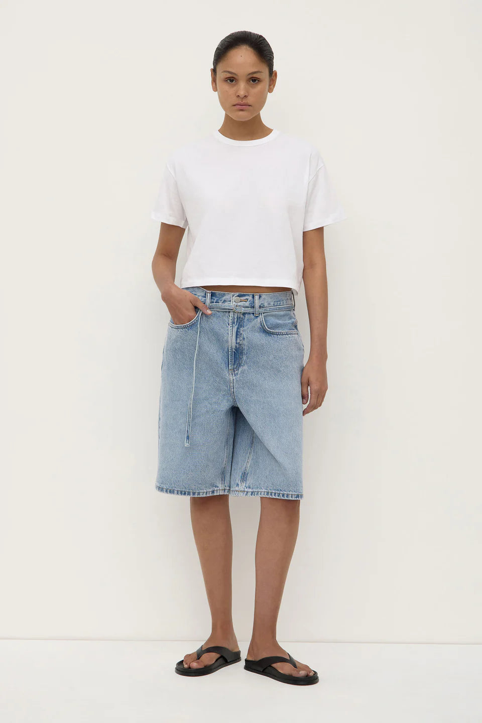 Loose Fit Long Denim Short