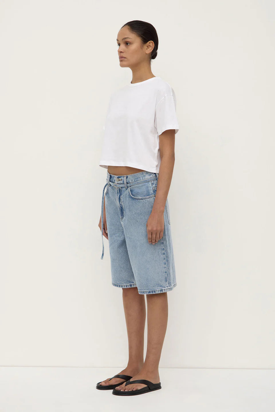 Loose Fit Long Denim Short