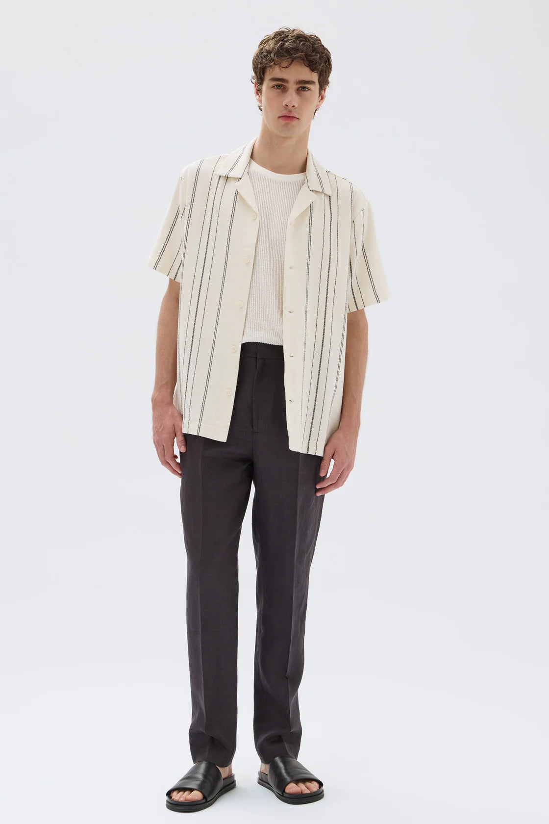 Mens Matera SS Cream Black