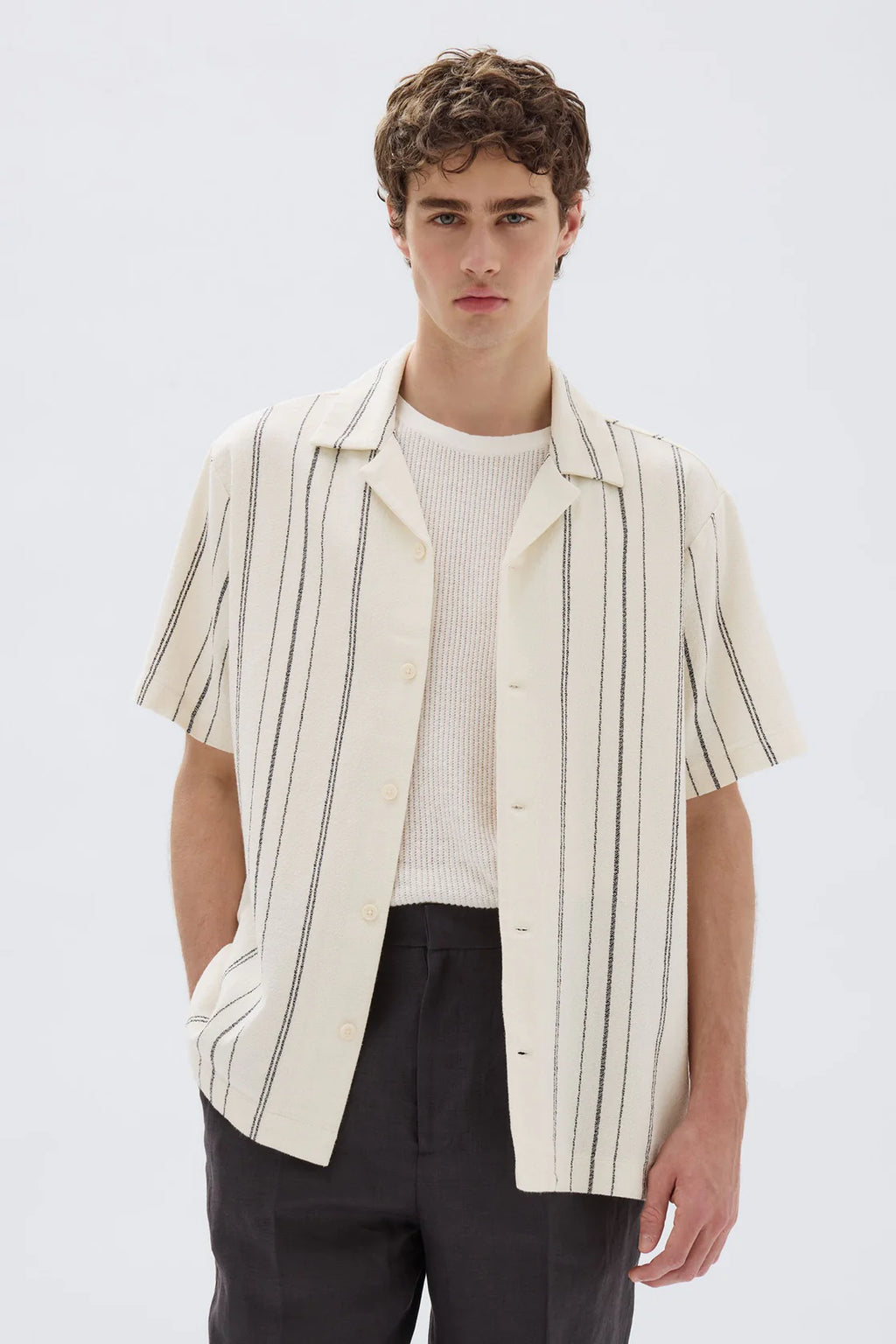 Mens Matera SS Cream Black