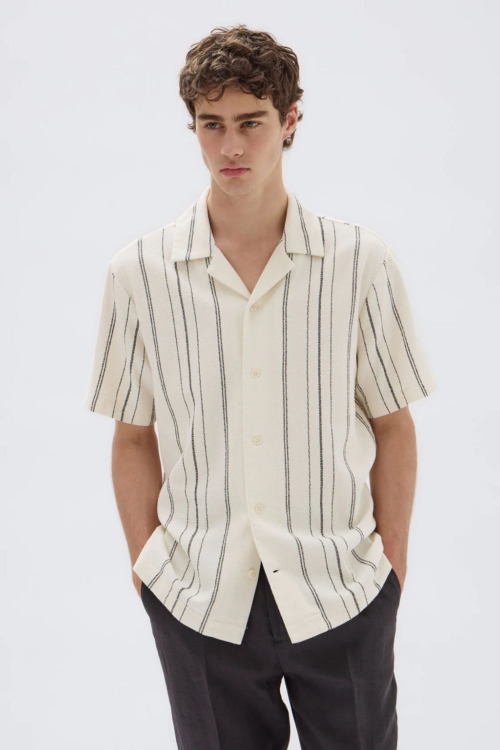 Mens Matera SS Cream Black