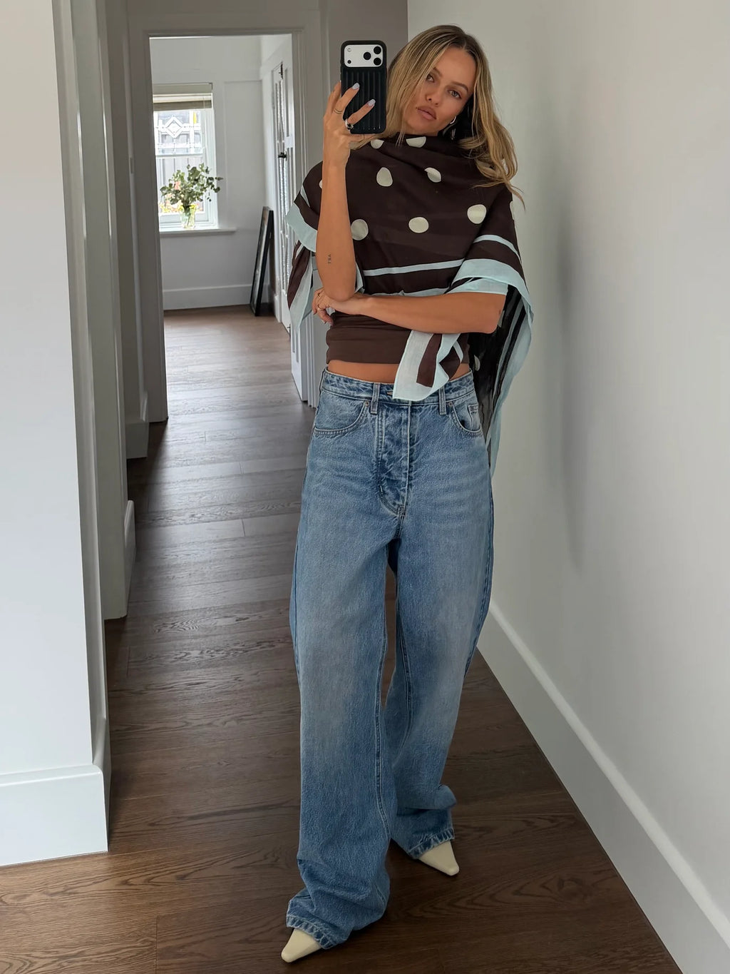 Brown Blue Polka Dot Sarong