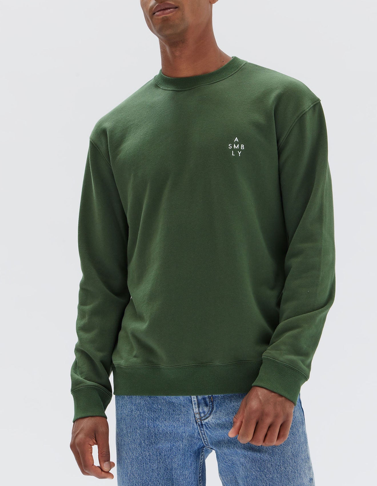 Mens Stacked Crew Forest