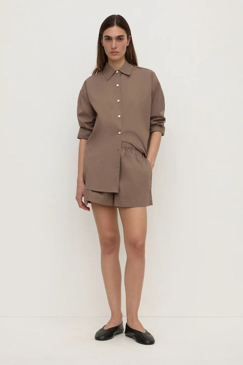 Micha Poplin Shirt Dark Sand
