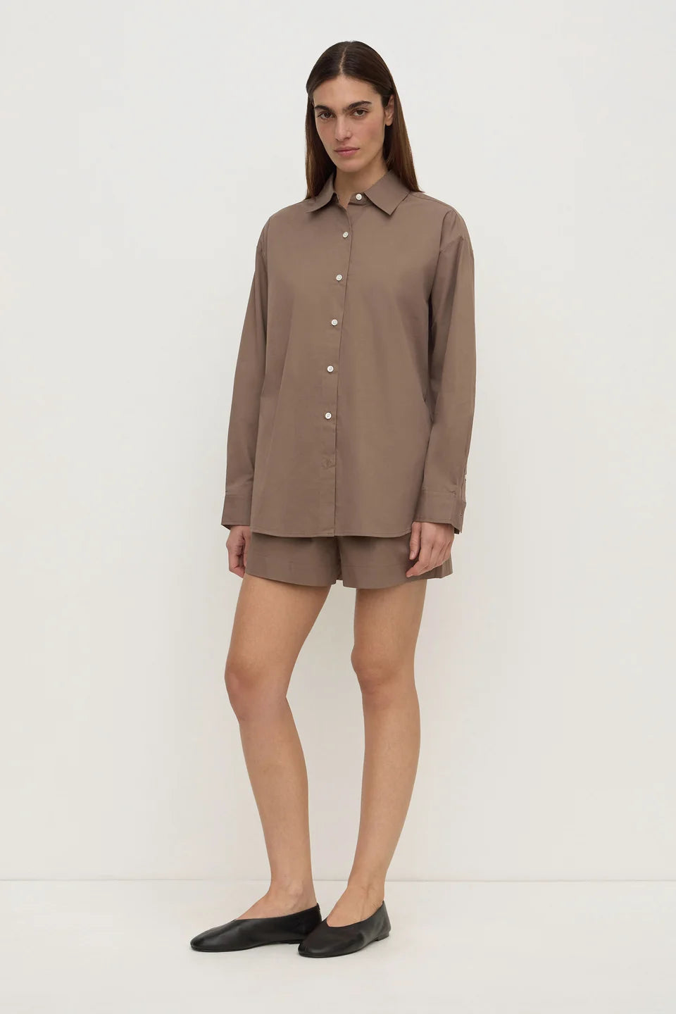 Micha Poplin Shirt Dark Sand