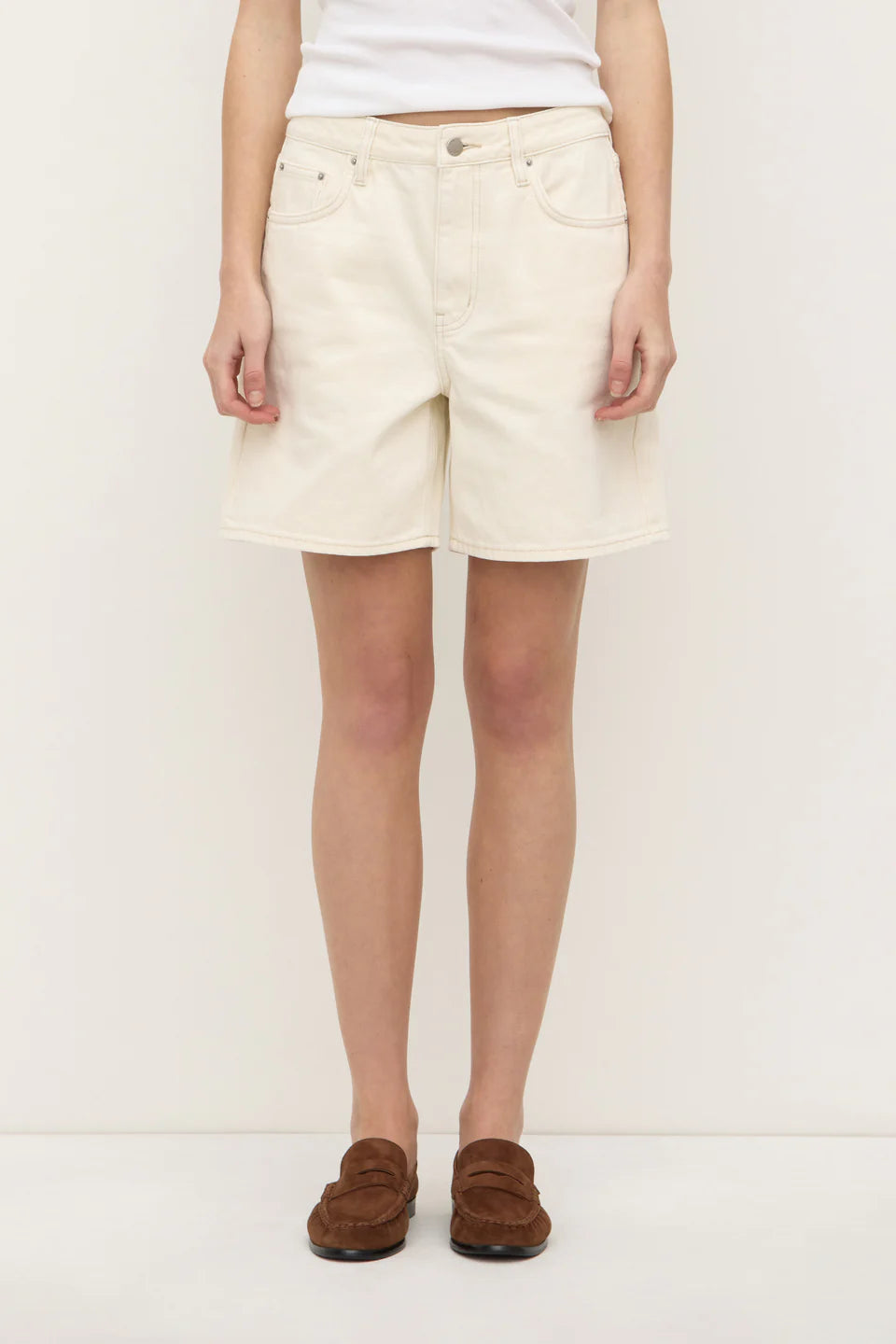 Mid Rise Vintage Denim Short Ecru