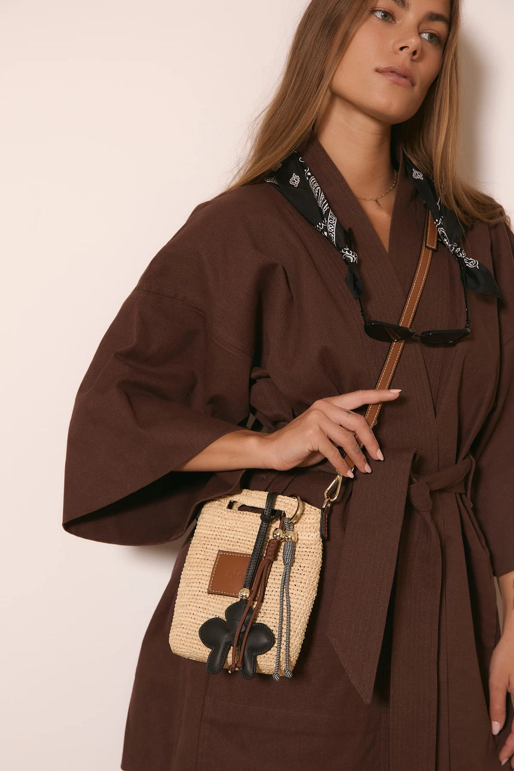 Nim Rope Charm Keyring Beige / Brown