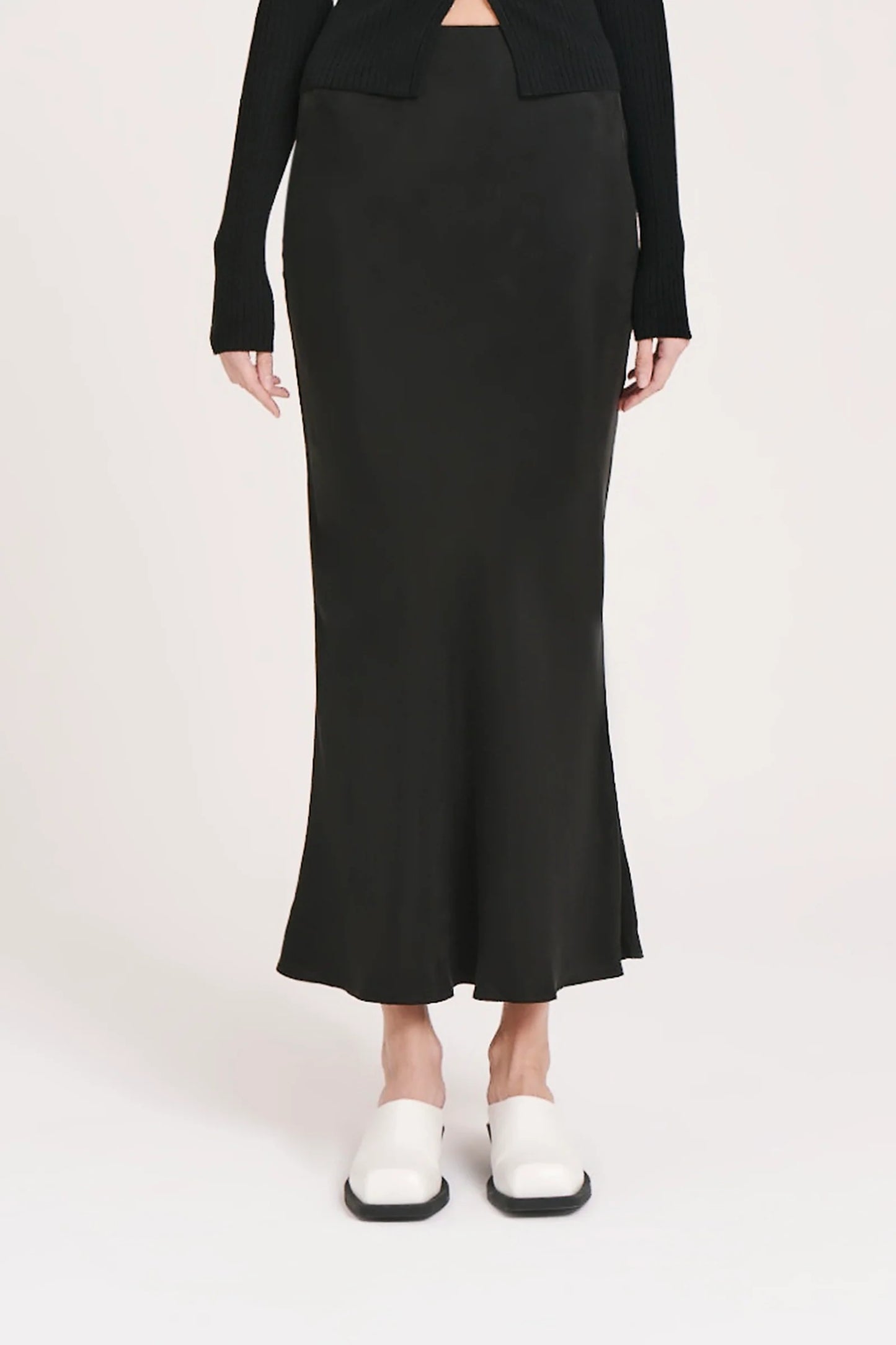 Ines Cupro Skirt Black