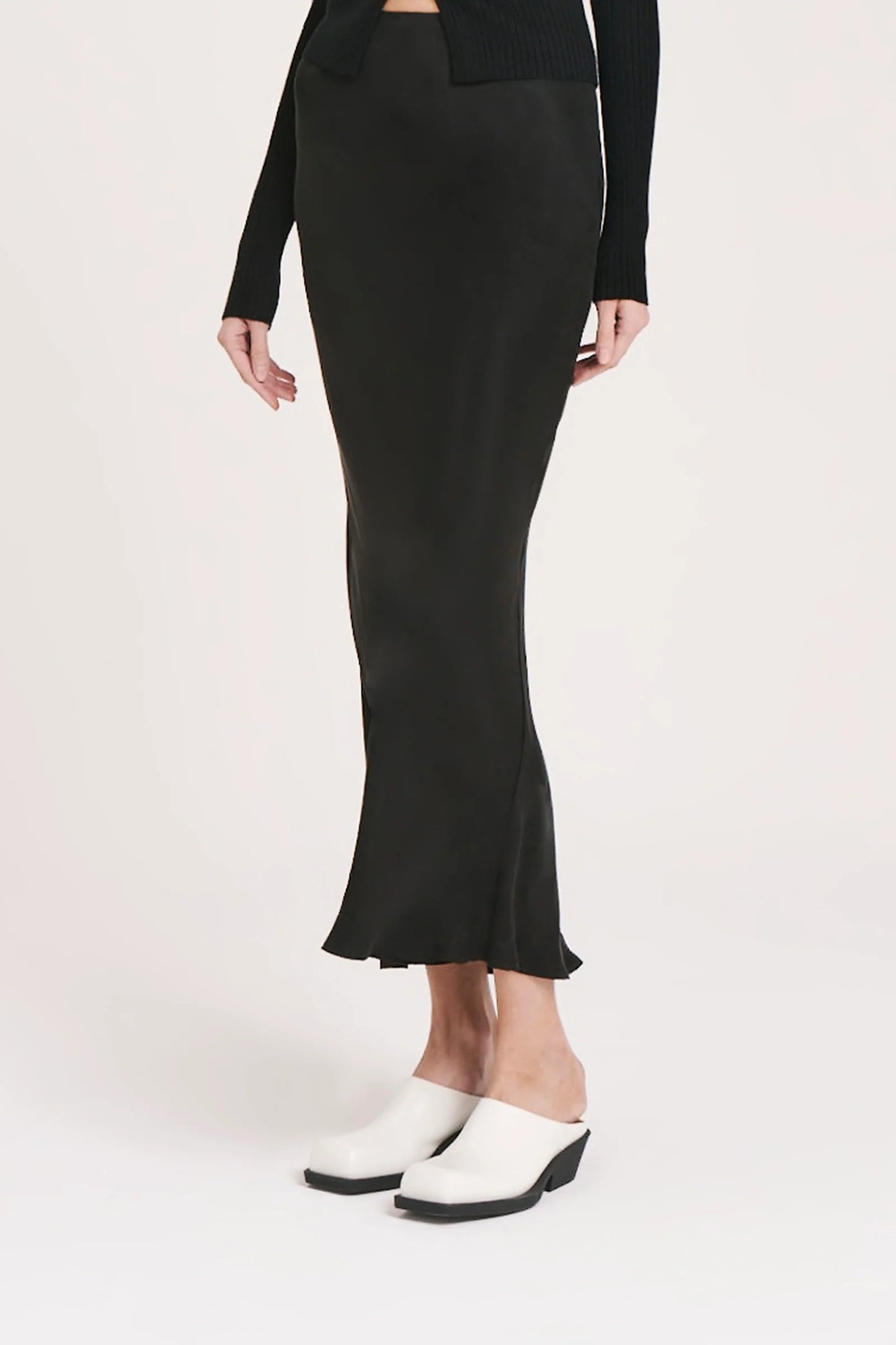 Ines Cupro Skirt Black