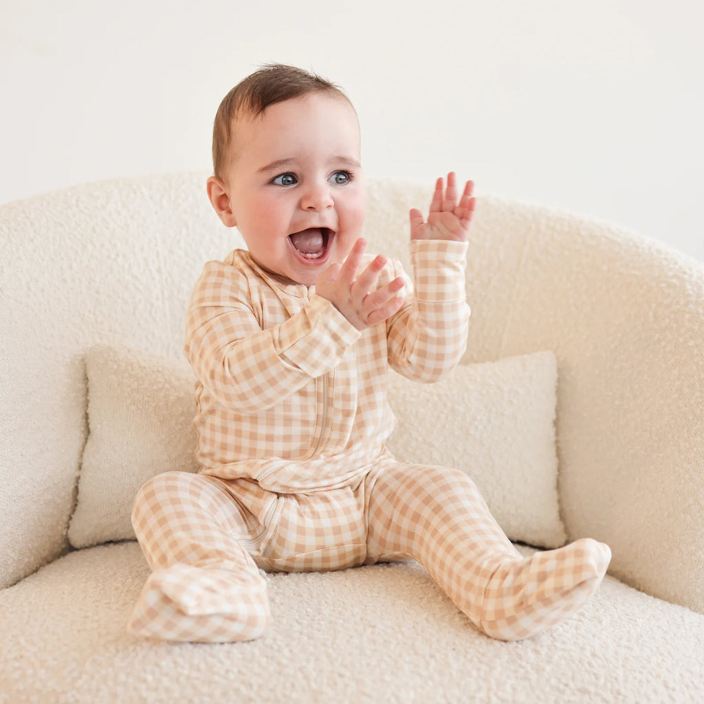 Neutral Gingham Onesie