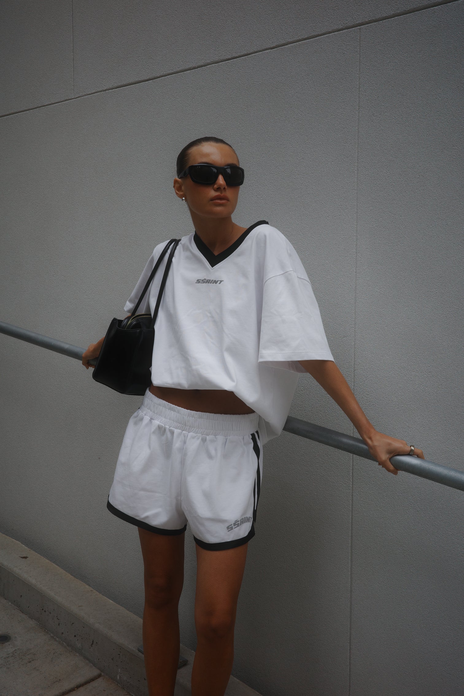 Reflective Tee V Neck White