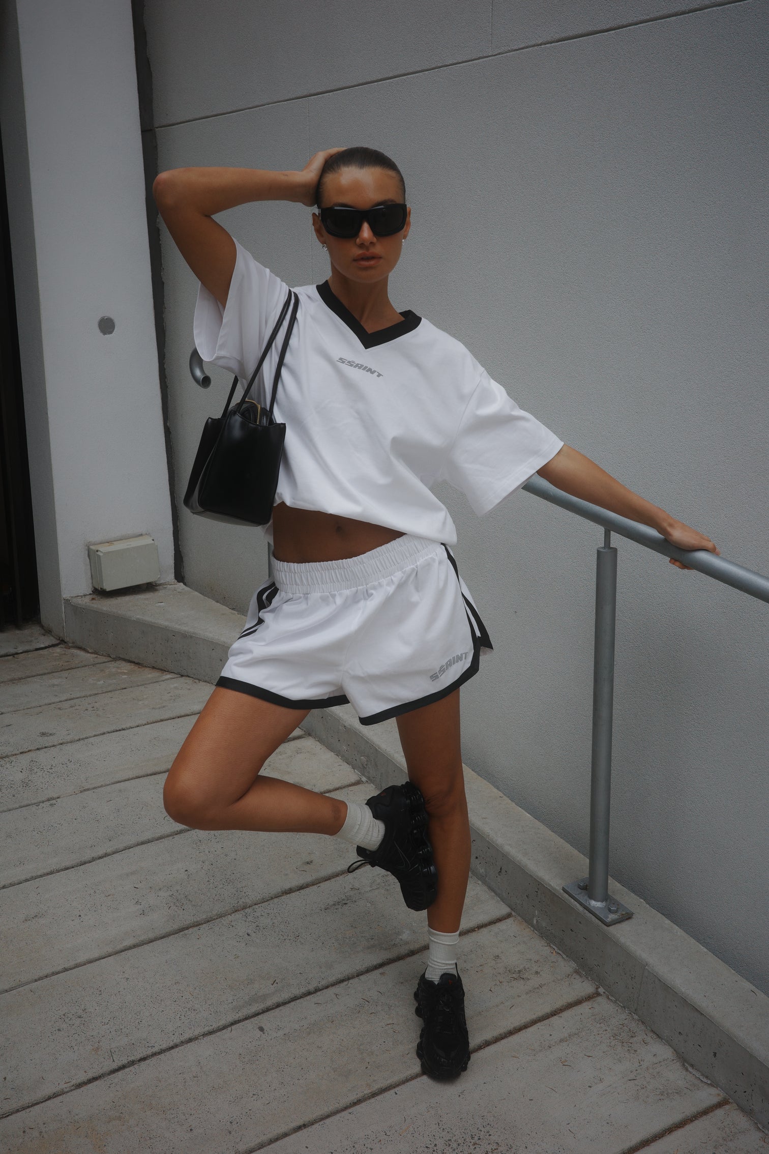 Reflective Tee V Neck White