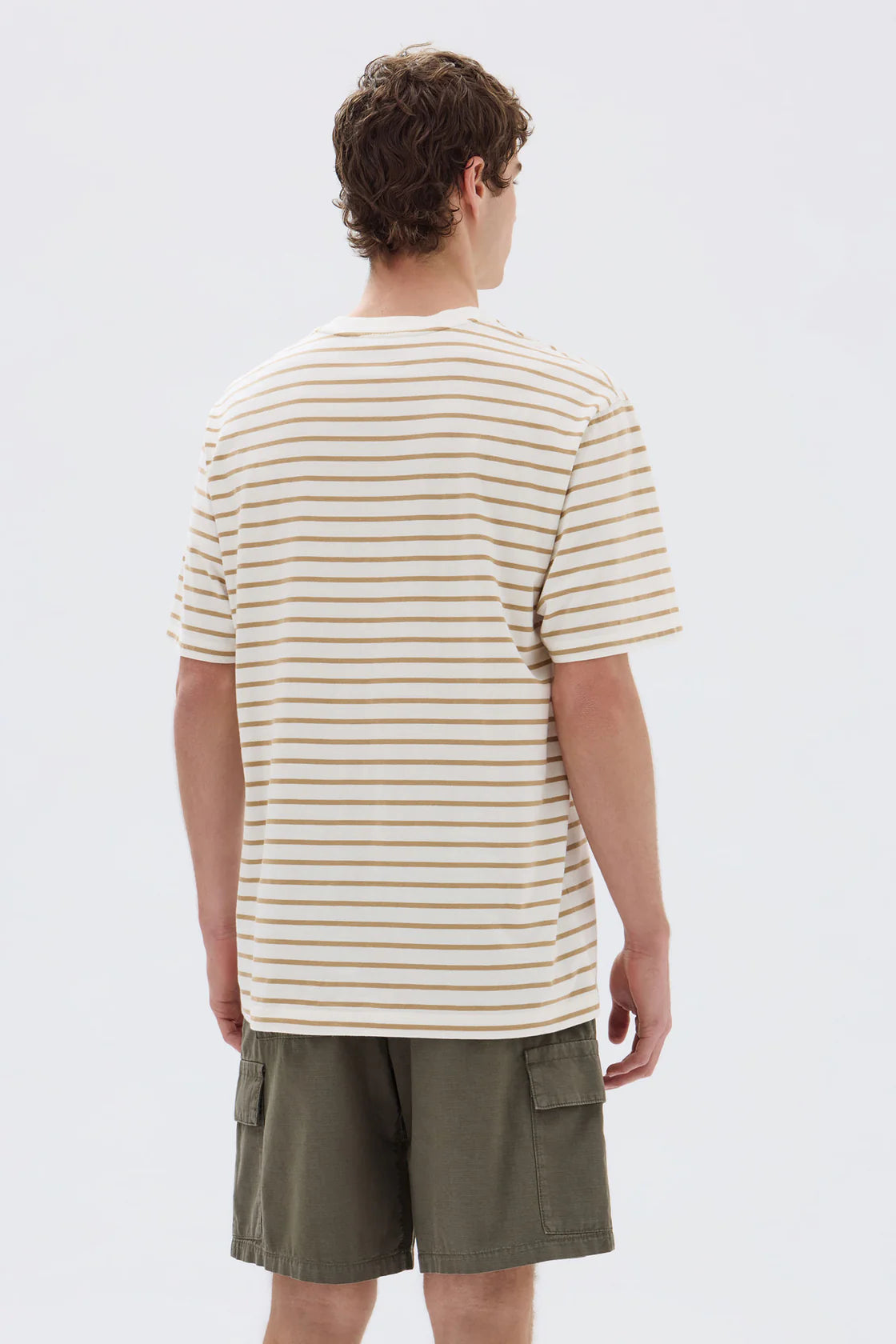 Mens Port Stripe Tee White Tan