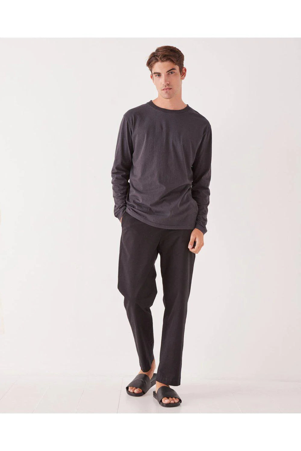 Mens LS Tee Washed Graphite