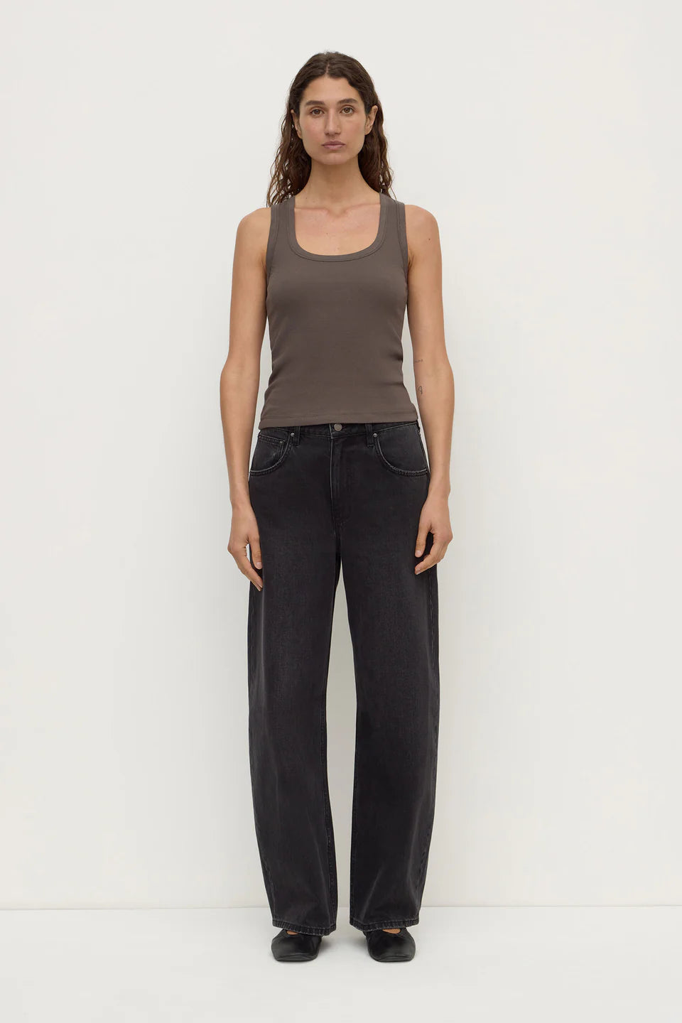 Robyn Scoop Neck Rib Tank Bark