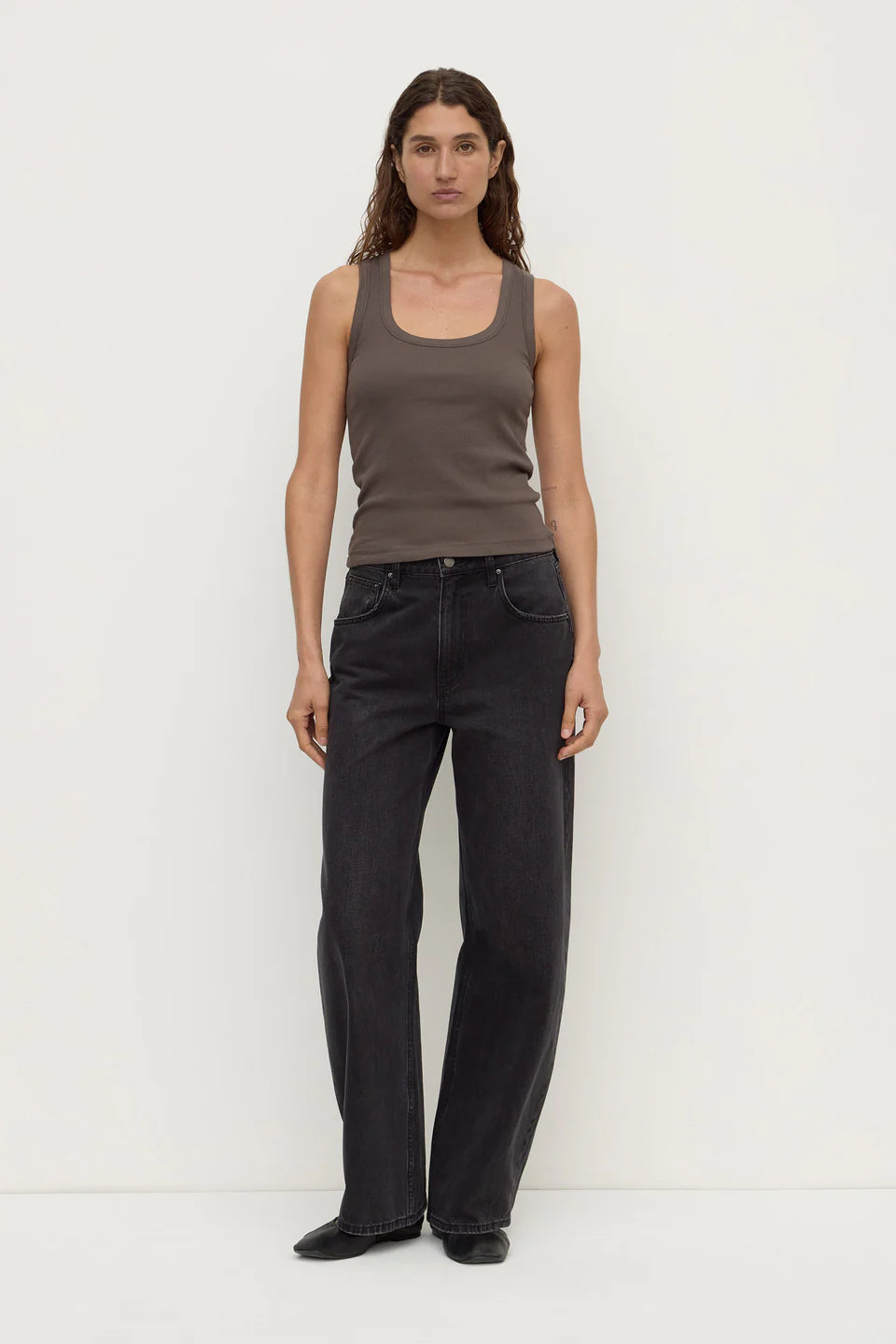 Robyn Scoop Neck Rib Tank Bark