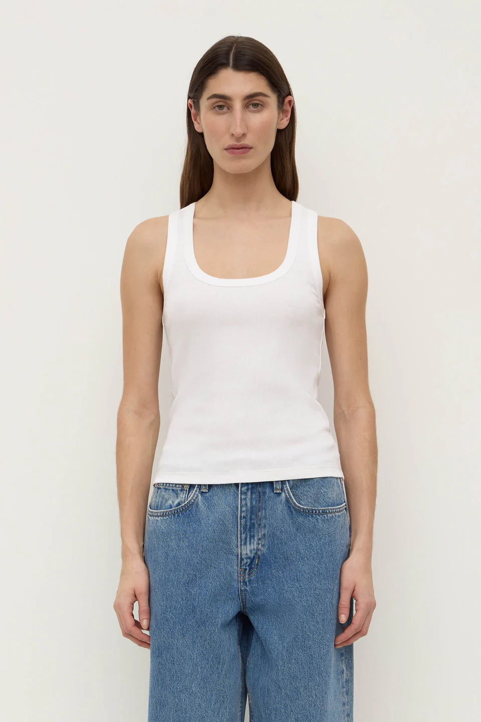 Robyn Scoop Neck Rib White