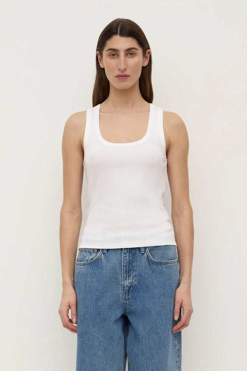Robyn Scoop Neck Rib White