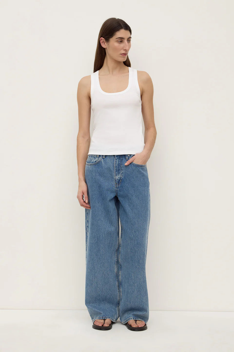 Robyn Scoop Neck Rib White