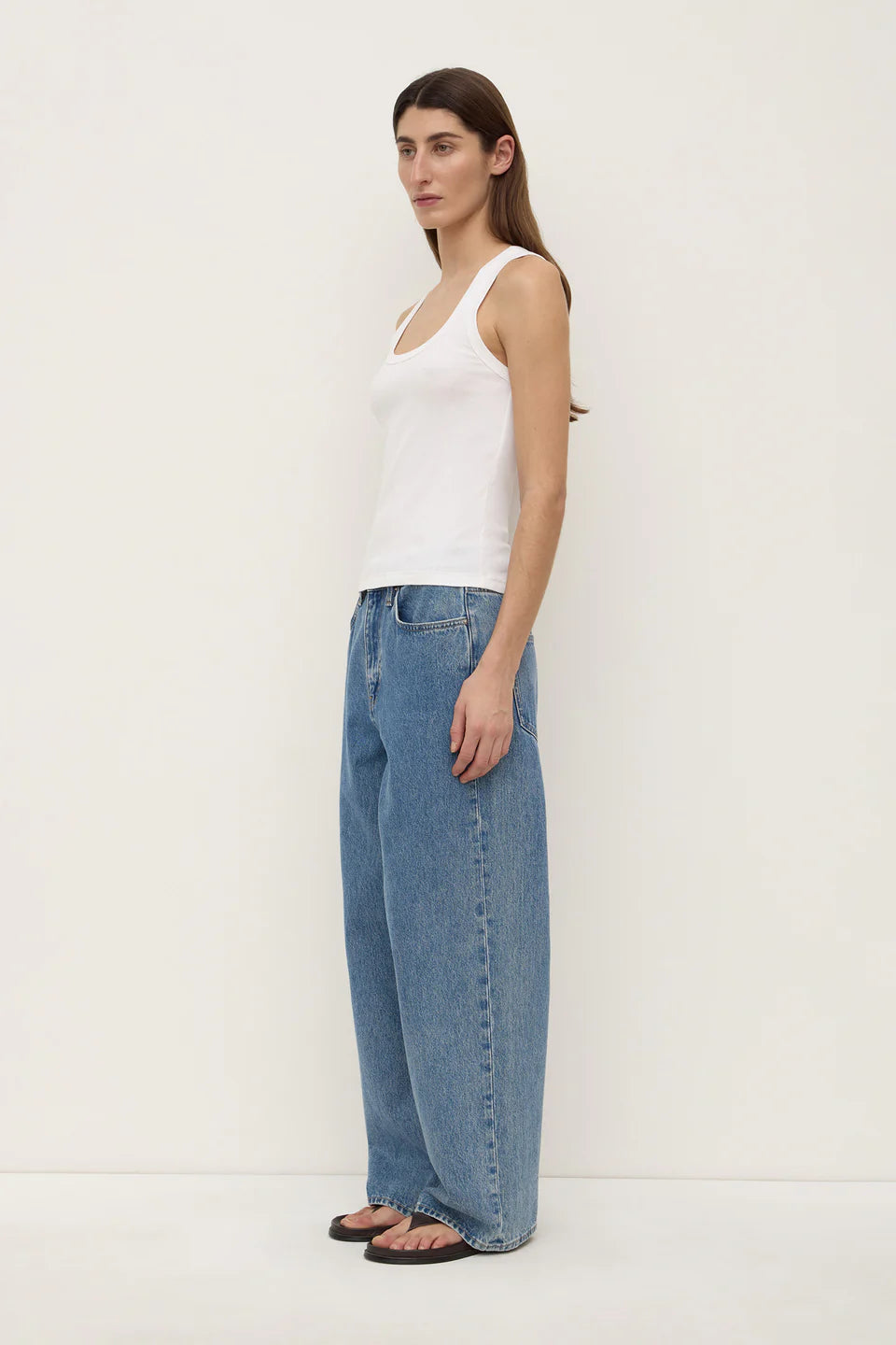 Robyn Scoop Neck Rib White