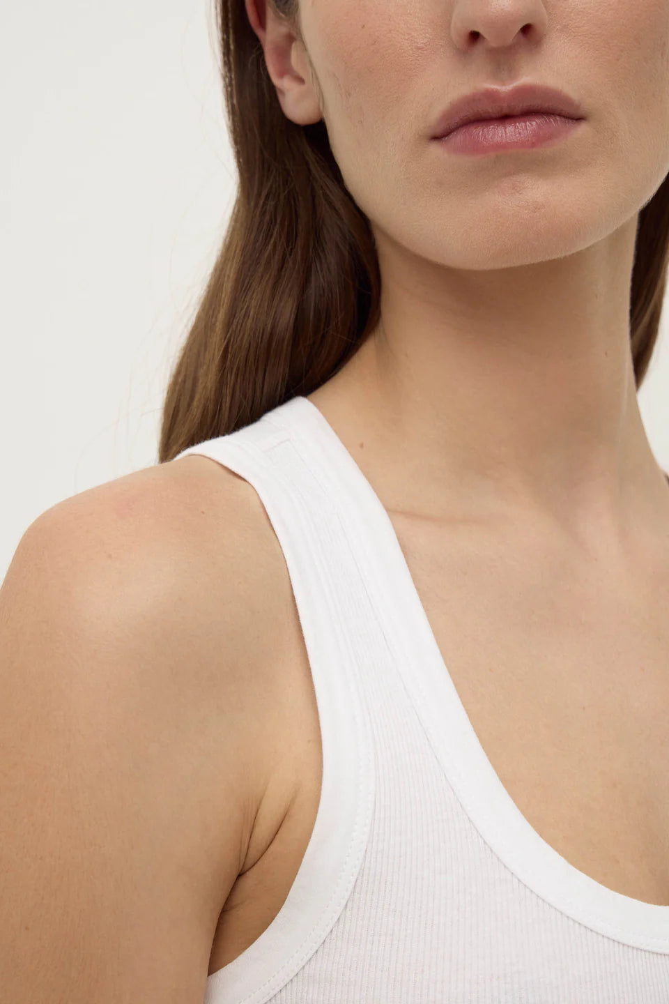Robyn Scoop Neck Rib White