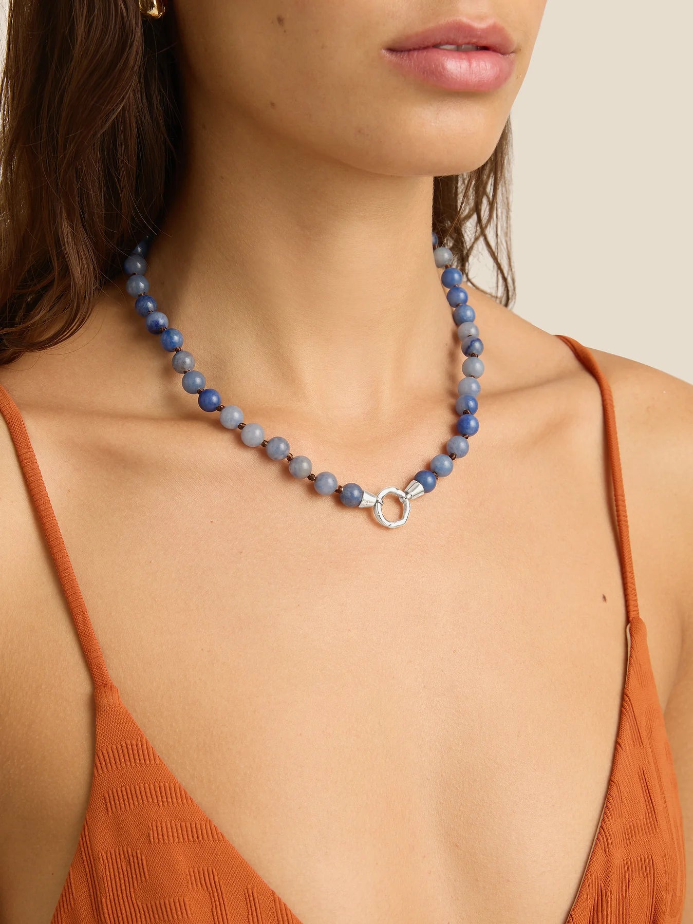 Eve Necklace Blue Aventurine Silver