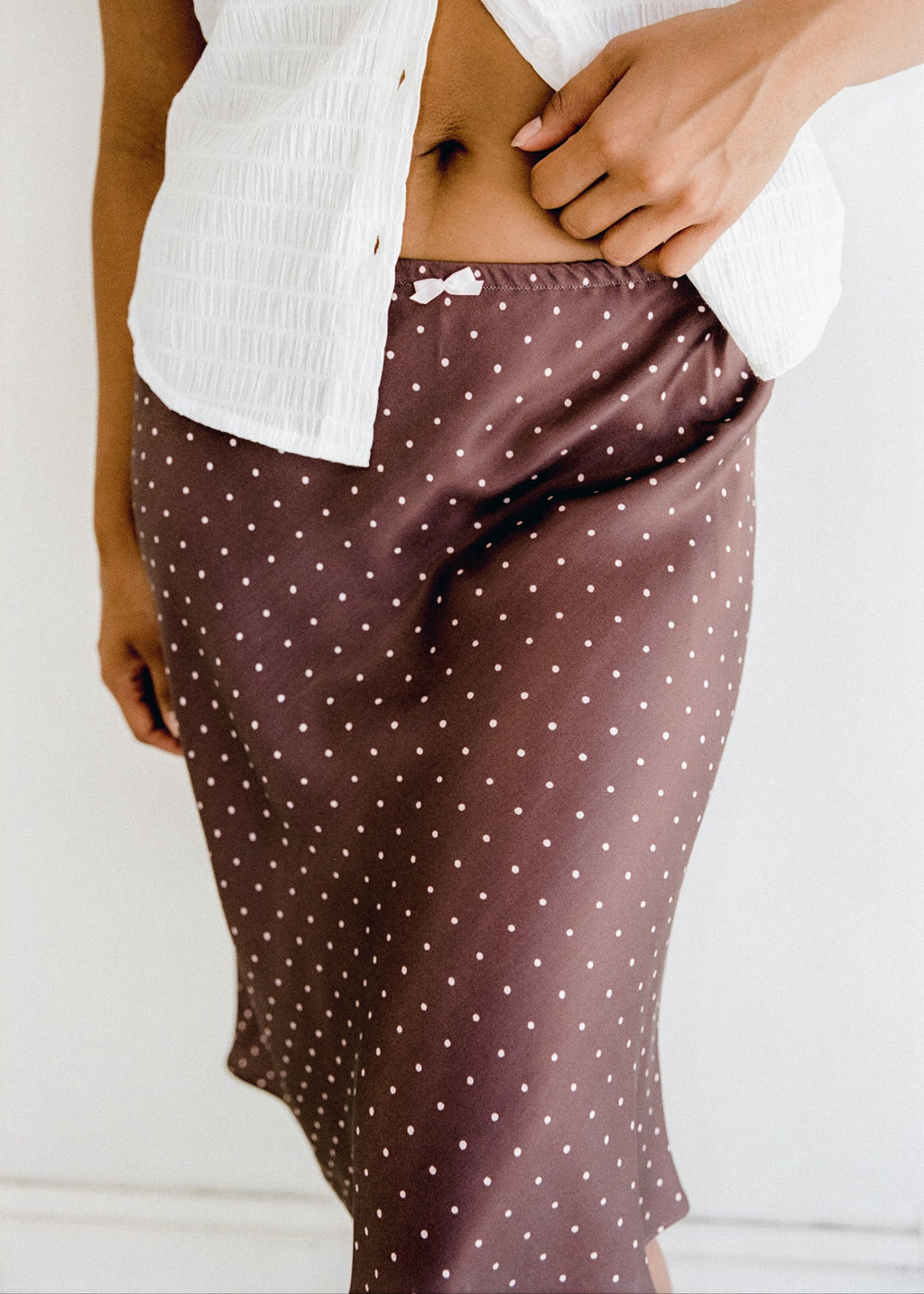 Mabel Bias Skirt Cocoa Polka