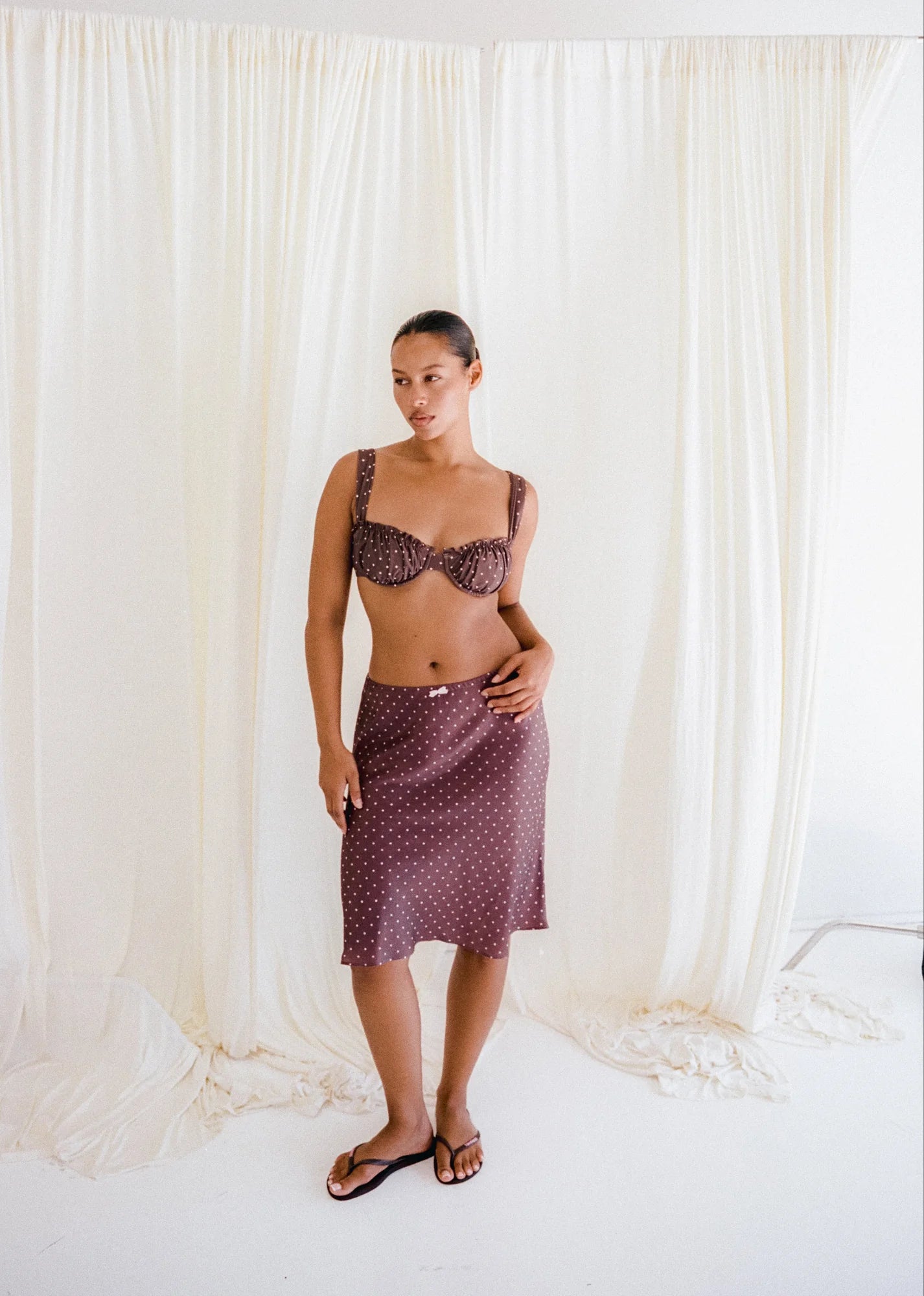 Mabel Bias Skirt Cocoa Polka