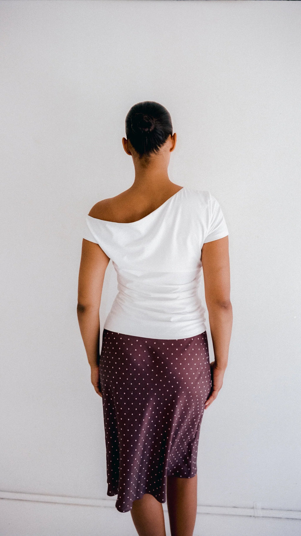 Mabel Bias Skirt Cocoa Polka