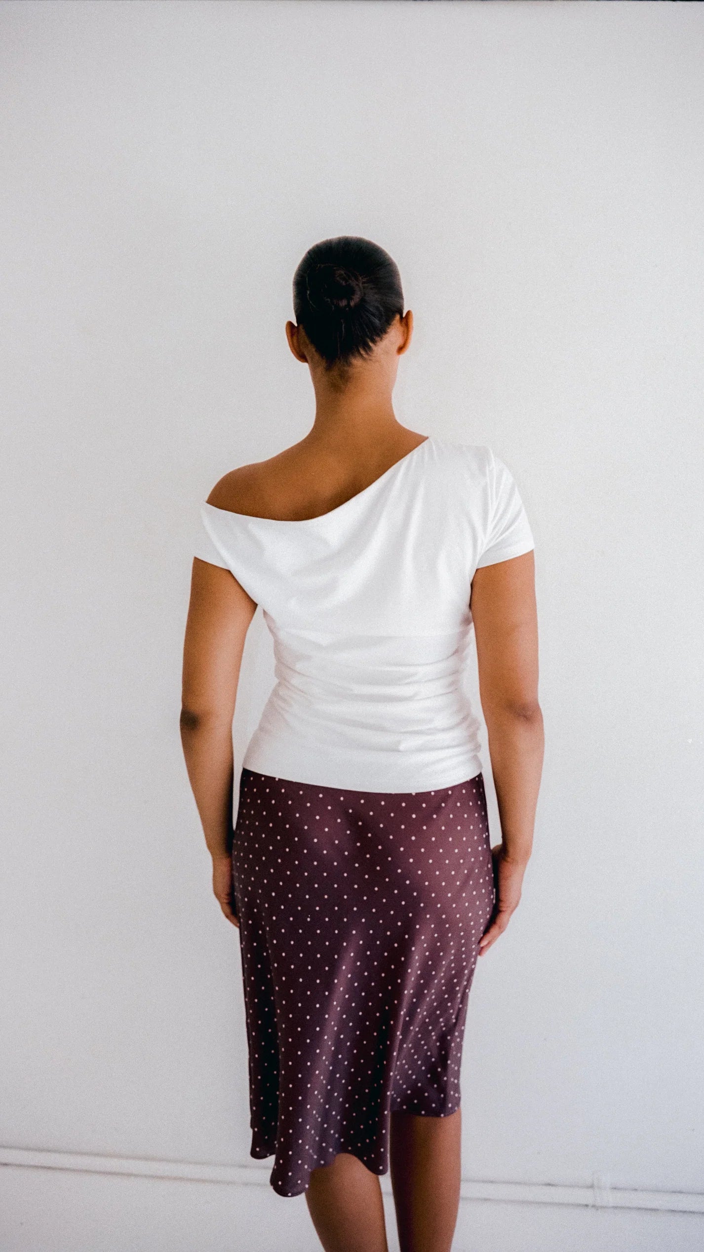 Mabel Bias Skirt Cocoa Polka