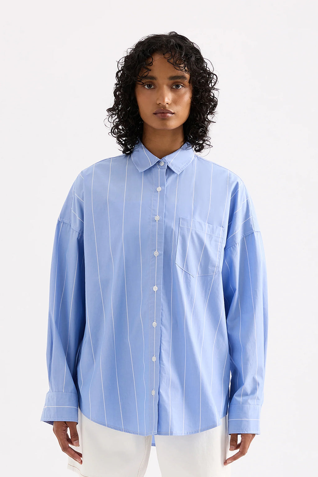 Harper Poplin Shirt Blue Stripe