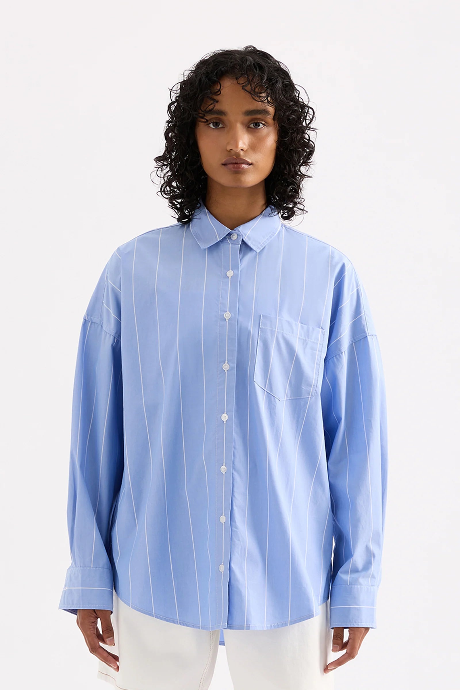 Harper Poplin Shirt Blue Stripe