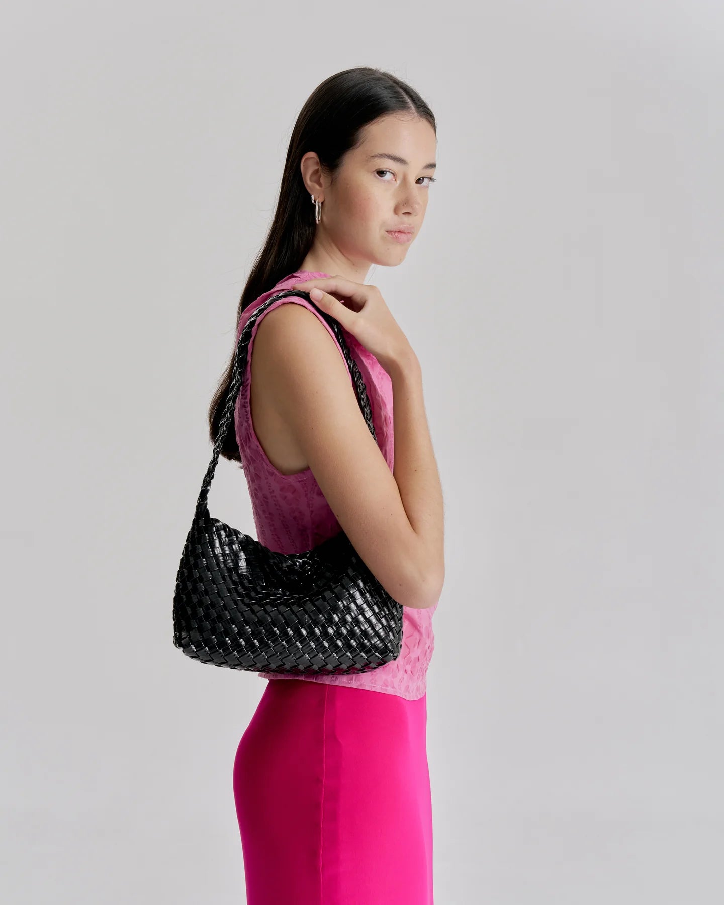 Luca Large Woven Bag Black