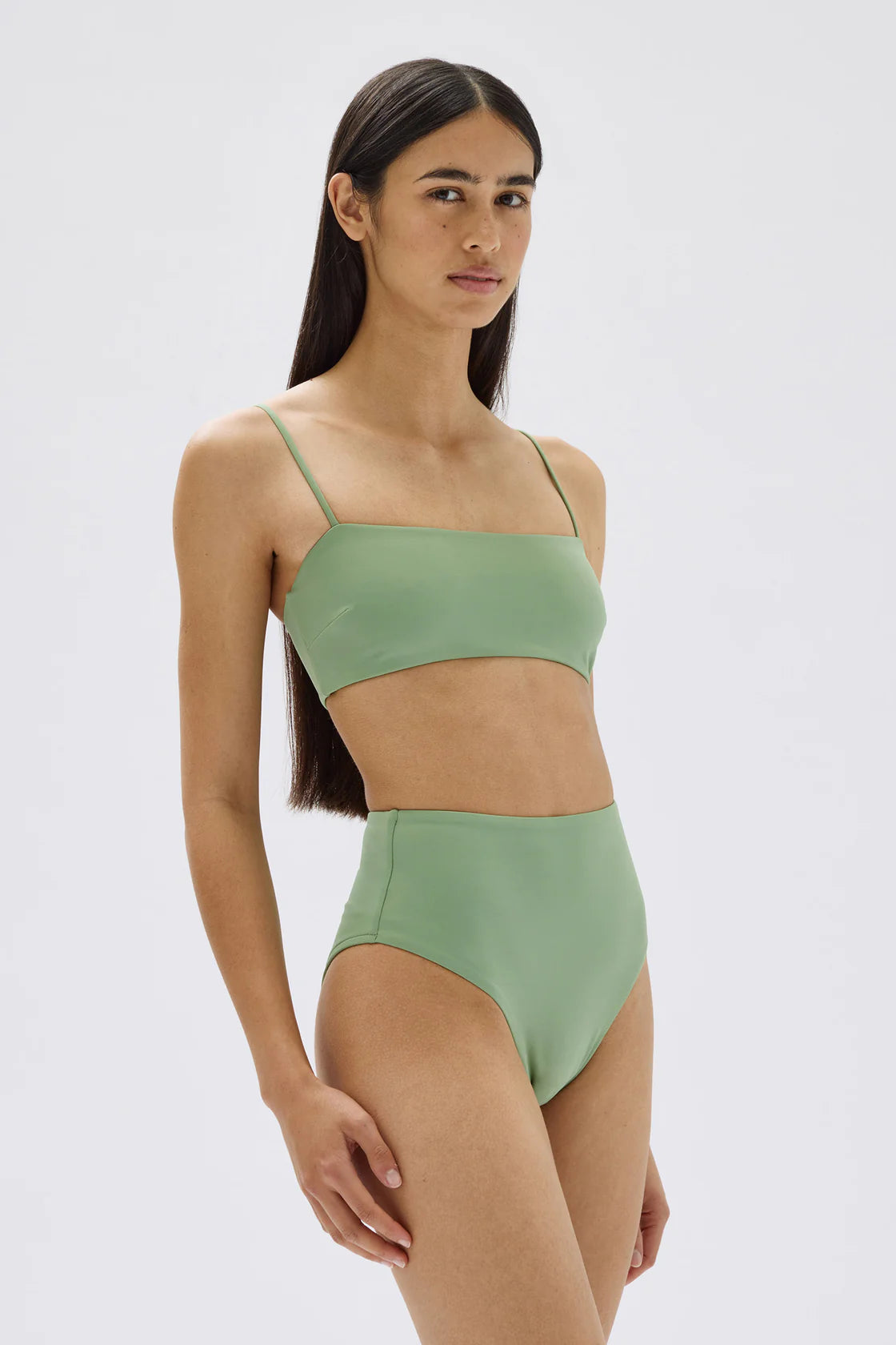 High Waist Swim Brief Pandan