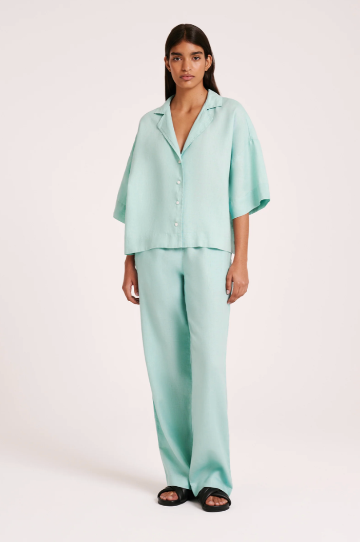 Lounge Linen Shirt Aqua