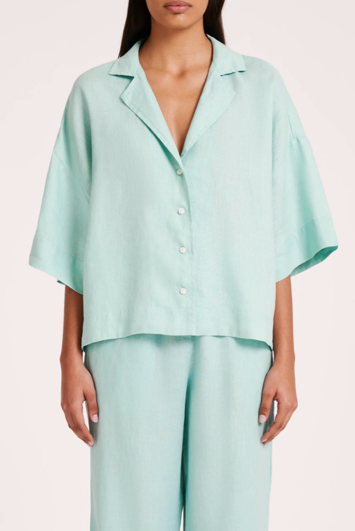 Lounge Linen Shirt Aqua