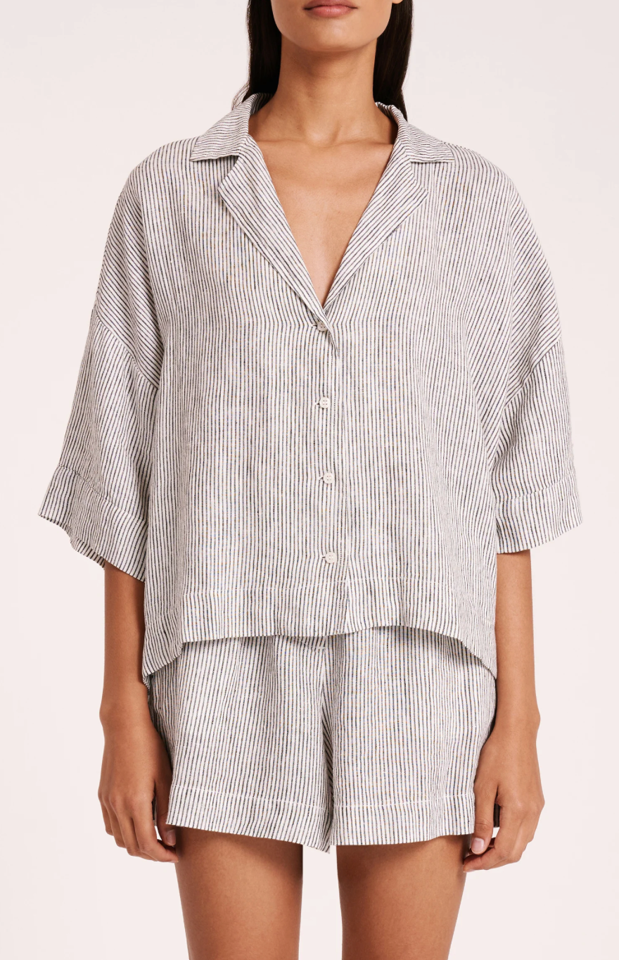 Lounge Stripe Linen Shirt